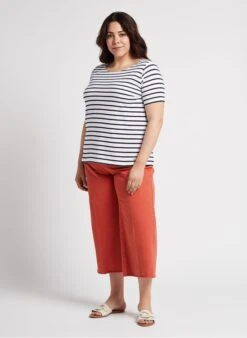 Armor-Lux Gestreept T-shirt Van Licht Katoen Met Boothals | Wit -MORGAN Verkoop 4236326