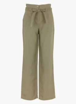 JASPER - Wijde Broek Met Hoge Taille | Kaki