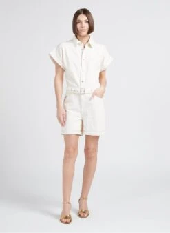 MAISON 123 STELLA - Wijde, Katoenen Playsuit | Beige -MORGAN Verkoop 4244930