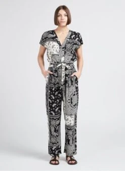 PALITO - Soepelvallende, Rechte Broek Met Paisleymotief | Zwart -MORGAN Verkoop 4244995