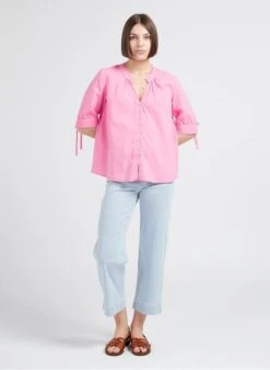 MAISON 123 TERRY - Katoenen Top Met Tuniekhals | Roze -MORGAN Verkoop 4245032 1