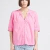 MAISON 123 TERRY - Katoenen Top Met Tuniekhals | Roze -MORGAN Verkoop 4245034