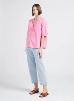 MAISON 123 TERRY - Katoenen Top Met Tuniekhals | Roze -MORGAN Verkoop 4245035