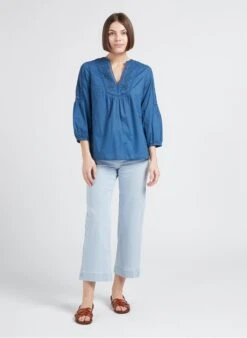 MAISON 123 SUZETTE - Wijde Jeans Met Hoge Taille En Strepen | Blauw -MORGAN Verkoop 4245049