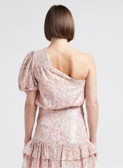 BERENICE TIKA - Asymmetrische Top Met Motiefje | Roze -MORGAN Verkoop 4245494