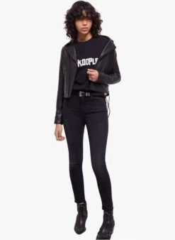 THE KOOPLES Katoenen T-shirt Met Ronde Hals En Zeefdruk | Zwart -MORGAN Verkoop 4246726