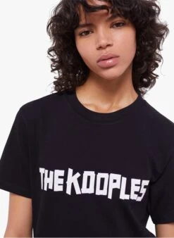 THE KOOPLES Katoenen T-shirt Met Ronde Hals En Zeefdruk | Zwart -MORGAN Verkoop 4247176