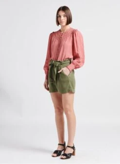 BERENICE SOLARE - Recht, Katoenen Short | Kaki -MORGAN Verkoop 4248993