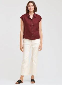 Linnen Blouse Met Klassieke Kraag | Rood -MORGAN Verkoop 4254466