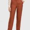 Rechte Broek Met Hoge Taille En Textuur | Bruin -MORGAN Verkoop 4254514