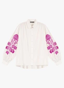 Maje COCOCINEL - Katoenen Overhemd Met Klassieke Kraag En Print | Wit