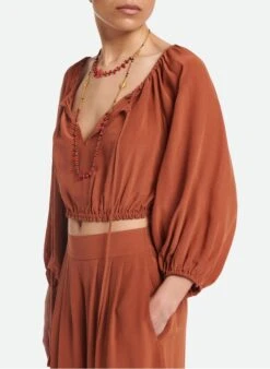 Vanessa Bruno AEL - Blouse Ample Col V Courte | Oranje -MORGAN Verkoop 4268229