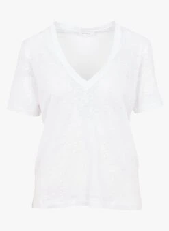 KOOKAI Linnen T-shirt Met V-hals | Wit