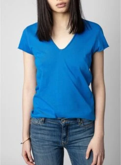 Zadig & Voltaire STORY - Katoenen T-shirt Met V-hals | Blauw