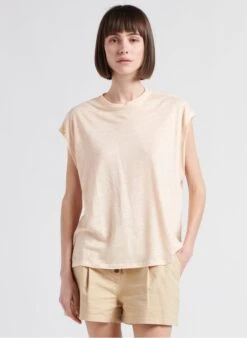 BERENICE EMO - Linnen T-shirt Met Ronde Hals | Roze